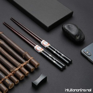 5 pairs of chopsticks chopsticks healthy and eco-friendly reusable Chopsticks set of Japanese ironwood Black plum blossom - B07BZTYD67